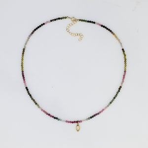 Gemstone Choker with Diamond Charm