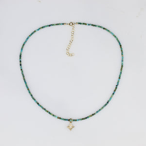 Gemstone Choker with Diamond Charm