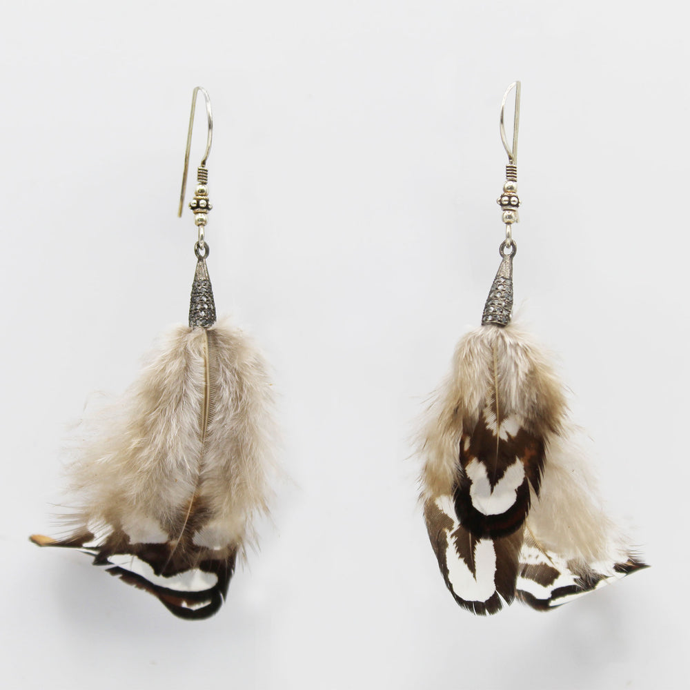 Feather & Diamond Earrings