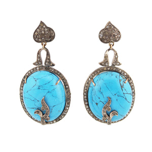Turquoise & Diamond Drop Post Earrings